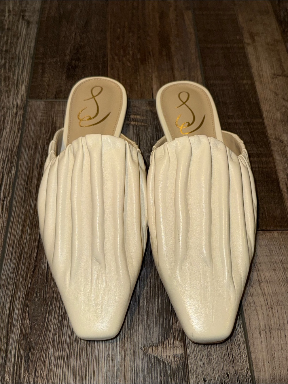 Sam Edelman Cream Ruched Slip-On Mules - Picture 2 of 7